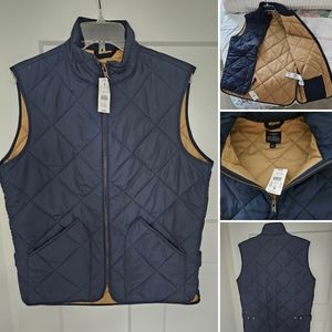 J. Crew Authentic Outerwear Full-Zip Sleeveless Vest. Regular Fit. Navy Blue